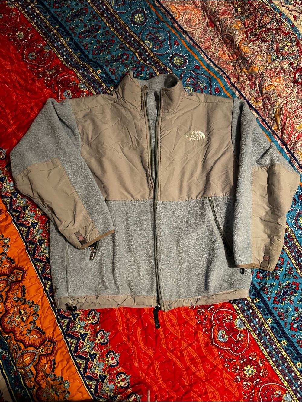 The North Face kids Two-Tone Taupe and Light Gray Fleece Jacket